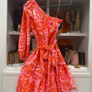 Monique Lhuillier One Shoulder Printed Dress